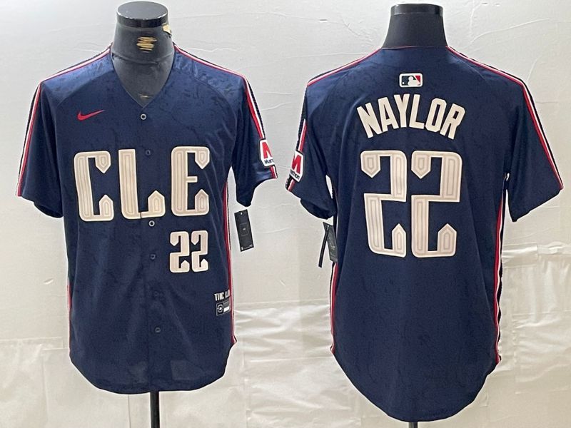 Men Cleveland Indians #22 Naylor Blue City Edition Nike 2024 MLB Jersey style 5->cleveland indians->MLB Jersey